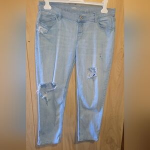 Old Navy The Boyfriend Light Wash Distressed Jeans Women's Size 12 R